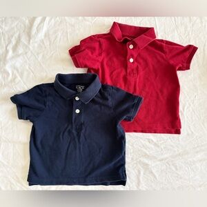 The Children’s Place Navy Blue Red Short-sleeve Polo Shirt 18-24 Months Lot of 2